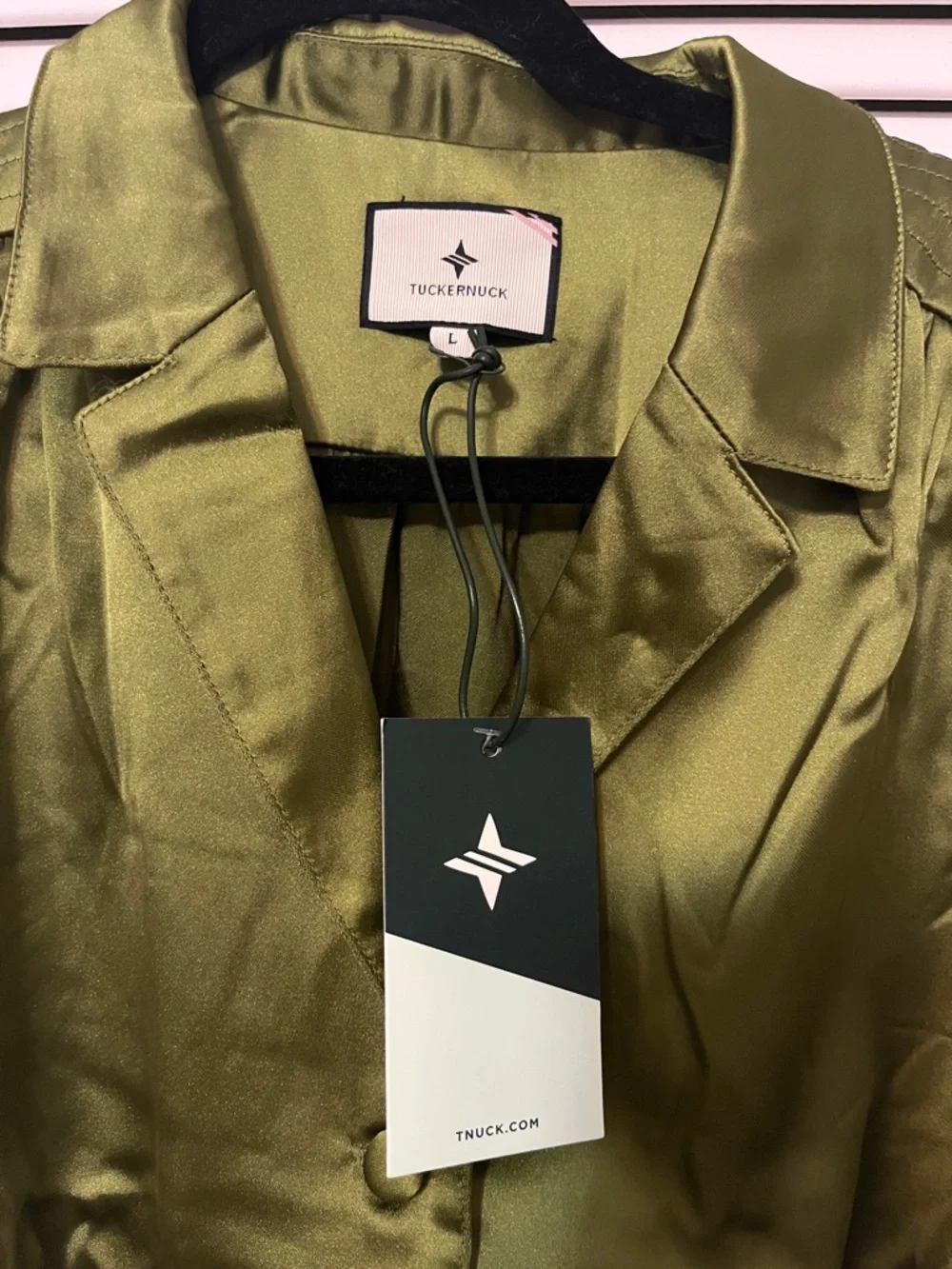 Tuckernuck Olive Satin Midi Dress with Puff Sleeves - Picture 2 of 7